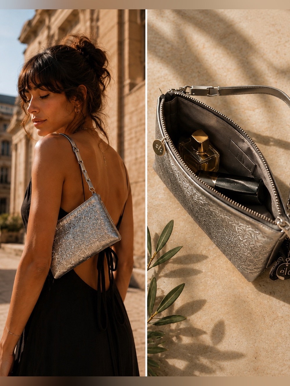 Silver Glitter Evening Shoulder Bag / Wrist Clutch – NWT